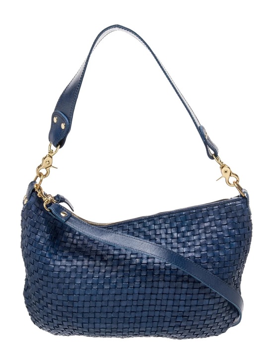 Clare V. Handbags - Woven Leather Shoulder Bag in Bright Navy